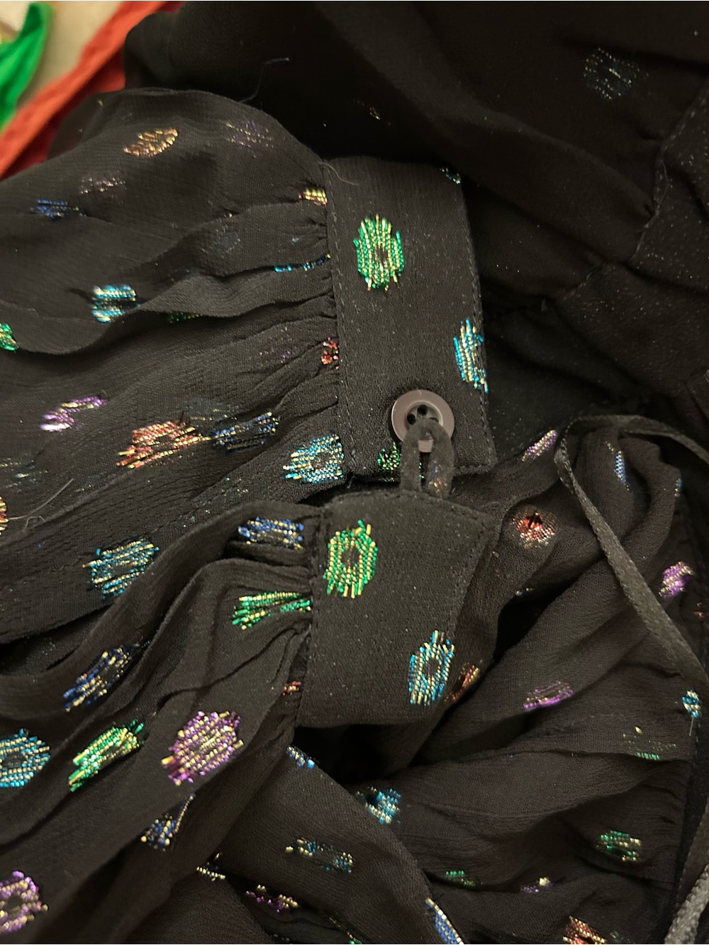Off-Shoulder Black Blouse with Multicolor Dot Print - Picture 4 of 4